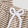 thumbnail image 4 of Kaprioy Toddler Boys Summer Clothes Short Sleeve Waffle Embroidery Striped T-Shirt Shorts 2Pcs Clothes Set 6 12 18 Months 2 3 4 5 T, 4 of 6
