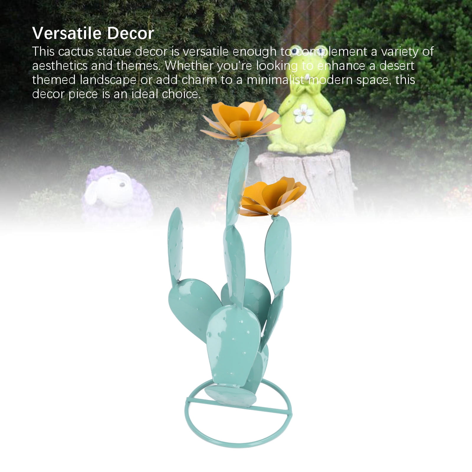 Nieyigj Colorful Metal Prickly Pear Cactus Statue Garden Art Decor, Iron Cactus Sculpture for Outdoor Yard Patio Balcony (10.24 inches / 26 cm)