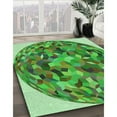 thumbnail image 3 of Ahgly Company Machine Washable Indoor Square Transitional Green Area Rugs, 4' Square, 3 of 7