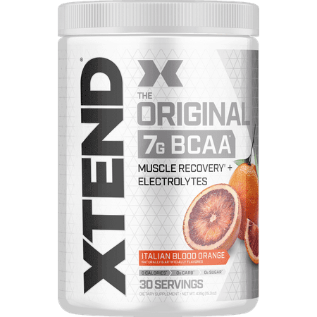 Xtend Original BCAA Powder, Branched Chain Amino Acids, Sugar Free Post Workout Muscle Recovery Drink with Amino Acids, 7g BCAAs for Men & Women, Blood Orange, 30 Servings