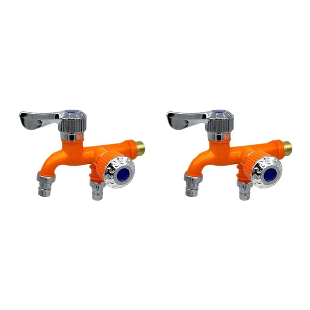 Billuyoard Grifo de lavadora, lavadora de jardín de doble cabeza, grifo de agua resistente a la temperatura, adaptador de desviador de plástico para Naranja 2piezas Billuyoard CBP457470