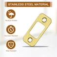 thumbnail image 4 of Uxcell 2Pack Door Strike Plate, 57mm x 25.5mm Stainless Steel Latch Deadbolt Replacement Lock Strike Plates, Gold, 4 of 6