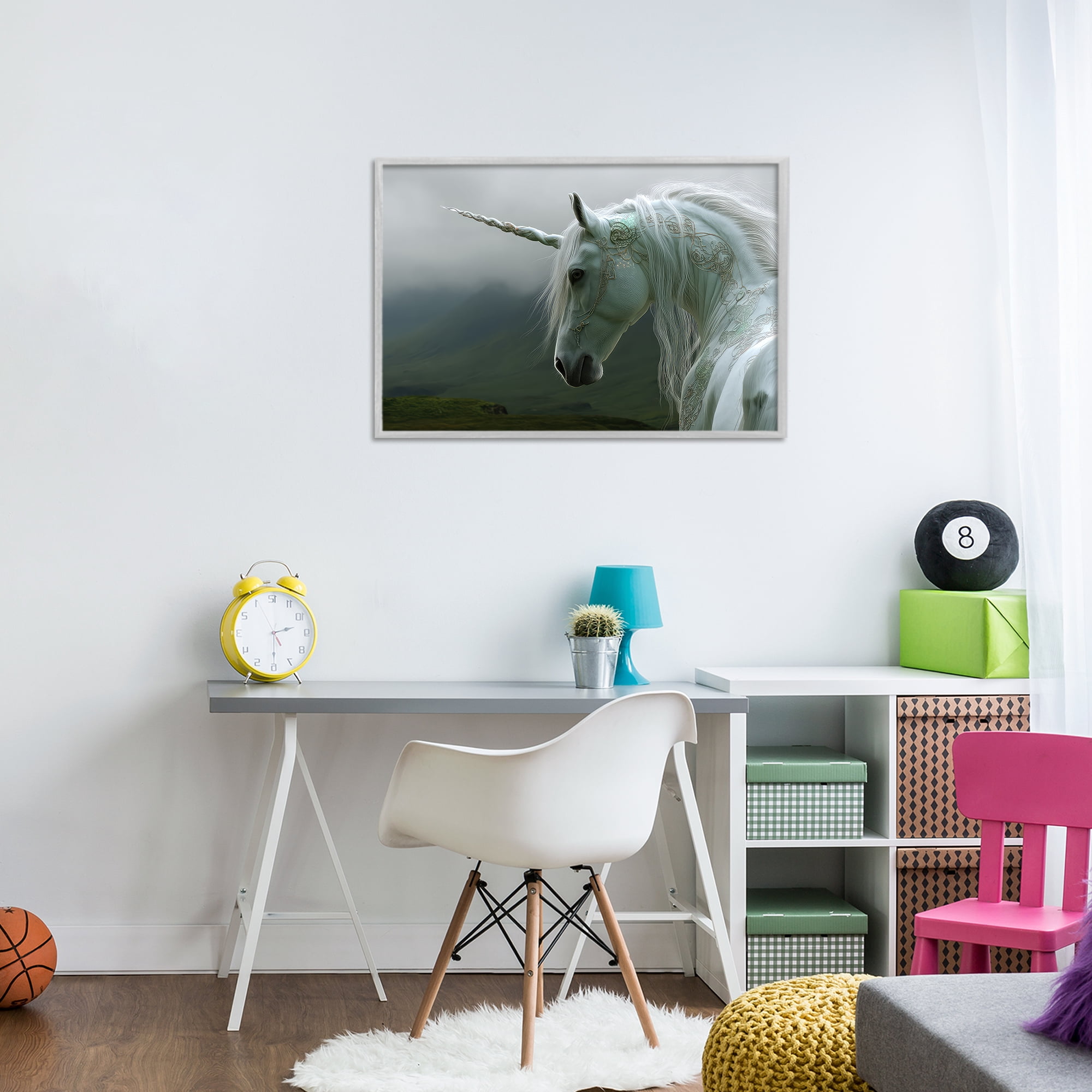 Stupell Industries Dreamy Celtic Unicorn Gray Framed Giclee Art, design by The Wands Want