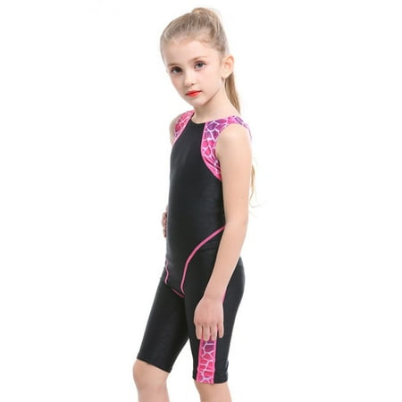 

Girls Swimsuit Sleeveless Print Sunscreen Swimming Surfing Snorkeling Diving Coverall Suit For 18-24 Months