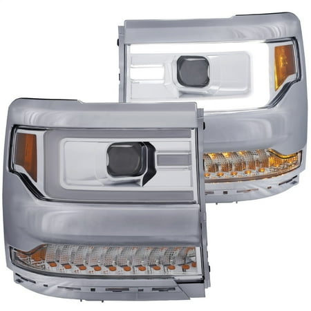 Turn Signal Lamp (ANZO 16+ Chevy Silverado 1500 Projector Headlights Plank Style Chrome w/Amber/Sequential Turn)