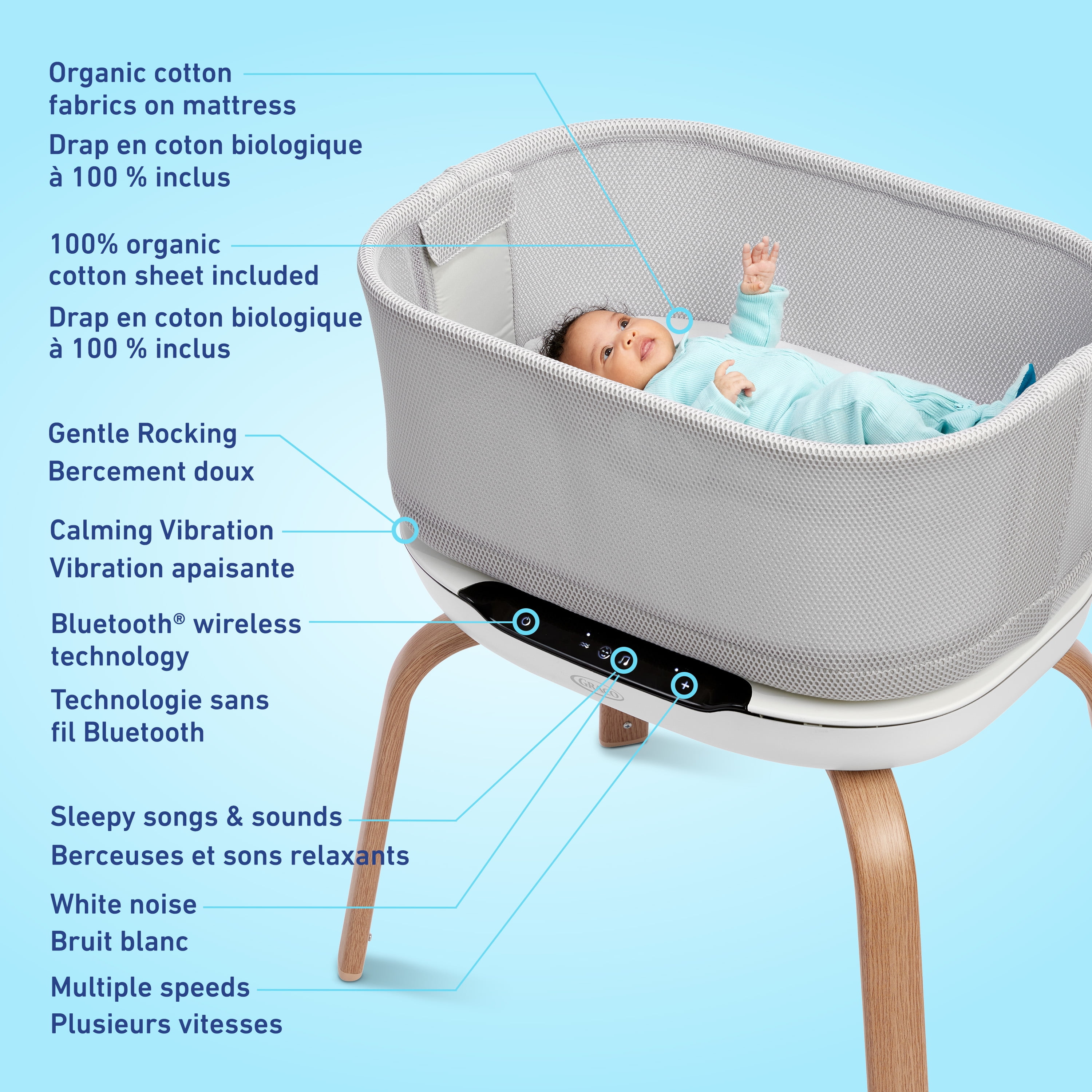 Graco SmartSense Soothing Bassinet, Luna