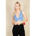 thumbnail image 2 of Ribbed Knit Deep Plunge Crop Top, 2 of 9