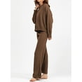 thumbnail image 3 of ZAXARRA Women Casual Sweater Set Winter Solid Color Round Neck Sweater and Wide Leg Pants Outfits Winter Outfits, 3 of 5