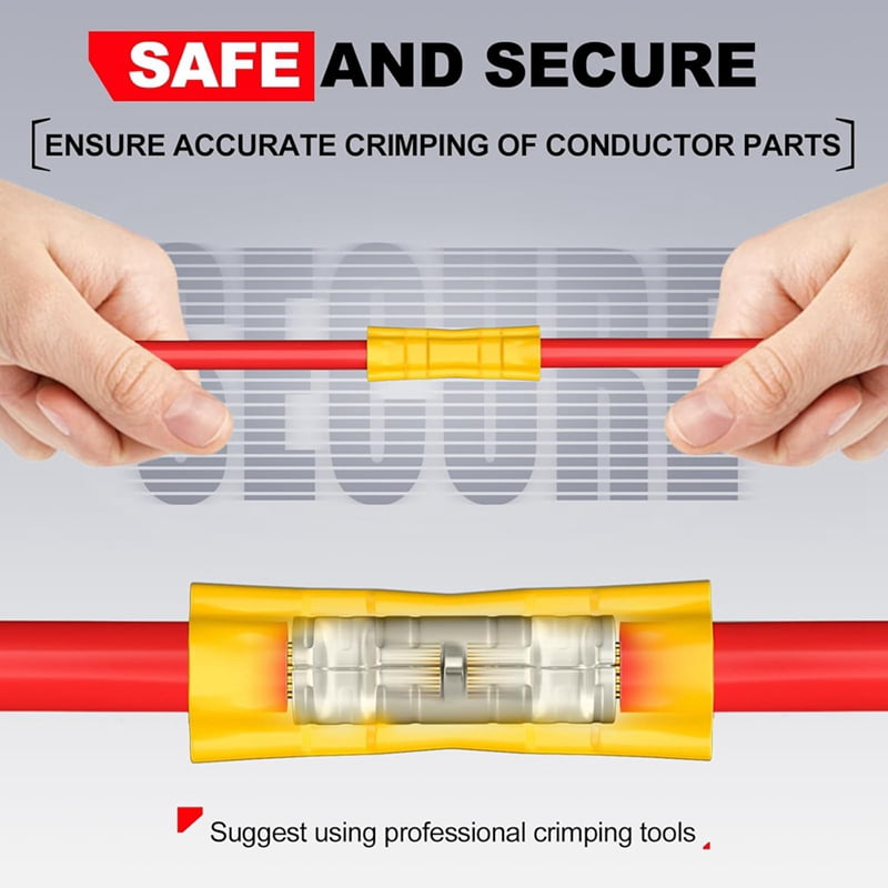 400Pcs Wire Butt Splice Connectors Kit, 22-10 AWG Electrical Crimp Terminal Connector Fully Insulated Wiring