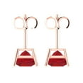 thumbnail image 4 of 4 ct Push-Back Stud Earrings for Women | 7.0mm Princess Cut Simulated Ruby | 18K Rose Gold, 4 of 5