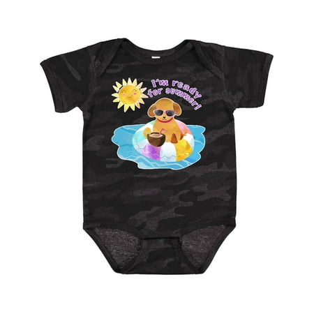 

Inktastic I m Ready for Summer Puppy in Pool with Drink Gift Baby Boy or Baby Girl Bodysuit