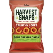 Harvest Snaps Crunchy Loops Baked Red Lentil Snacks, Sour Cream & Onion, Gluten Free, 4.5 oz