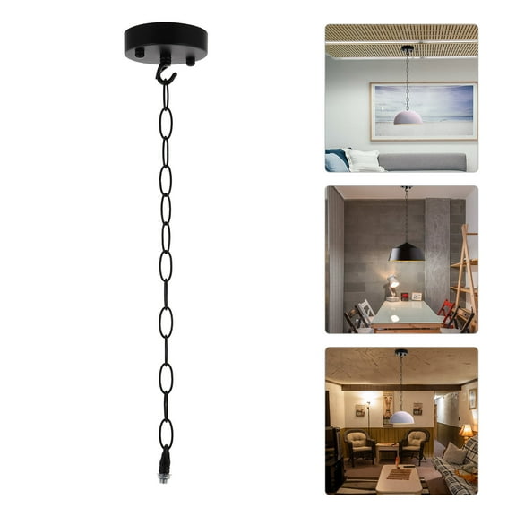 Soimiss 1Pc Black Ceiling Lamp Base with Chain Nordic Style Metal Light Decor for Bedroom Living Room
