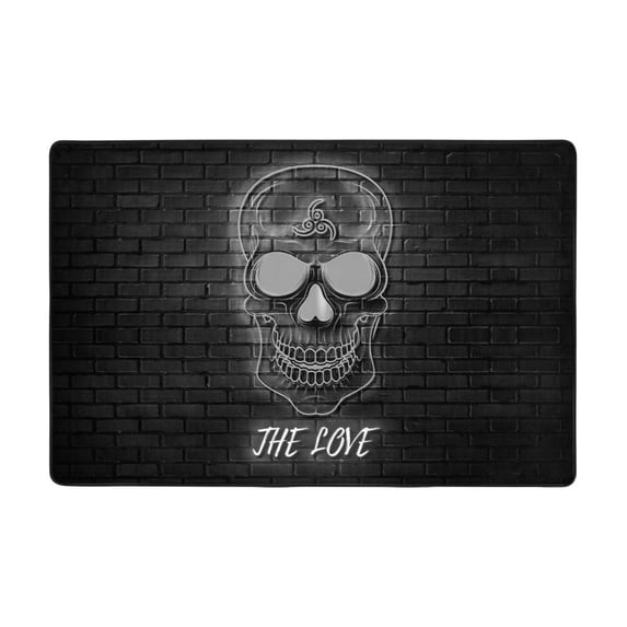 XMXT Non-Slip Area Rug, Dazzling Skull Neon Print Polyester Rugs for Living Room, 72 x 48 inches Black