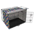 thumbnail image 6 of Floral Dog Crate Cover, Colorful Hand Drawn Inspired Arrangement of Flowers Leaves Illustration, Easy to Use Pet Kennel Cover Small Dogs Puppies Kittens, 7 Sizes, Azure Blue Yellow Coral, by Ambesonne, 6 of 6