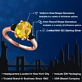 thumbnail image 2 of Gem Stone King 2.84 Ct Oval Yellow Citrine Black Onyx 18K Rose Gold Plated Silver Ring, 2 of 6