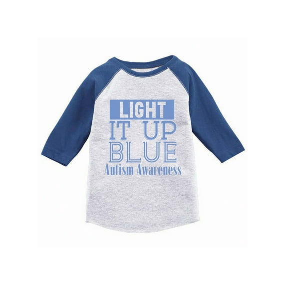 Awkward Styles Light It Up Blue Raglan Shirts for Kids Light It Up Blue Autism Awareness 3/4 Sleeve Tshirt Blue Autism Baseball Jersey Shirt for Kids Autism Awareness Gifts for Boys and Girls