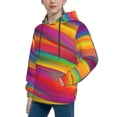 thumbnail image 2 of Kll Unisex Kids Boys Girls Hooded Pocket Pullover Hoodies-Lines Multicolored Rainbow, 2 of 9