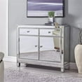 thumbnail image 2 of Maklaine Solid Wood Antique Silver Nightstand Rectangular Crystal Knobs 32" x 38" x 12" Assembled, 2 of 12