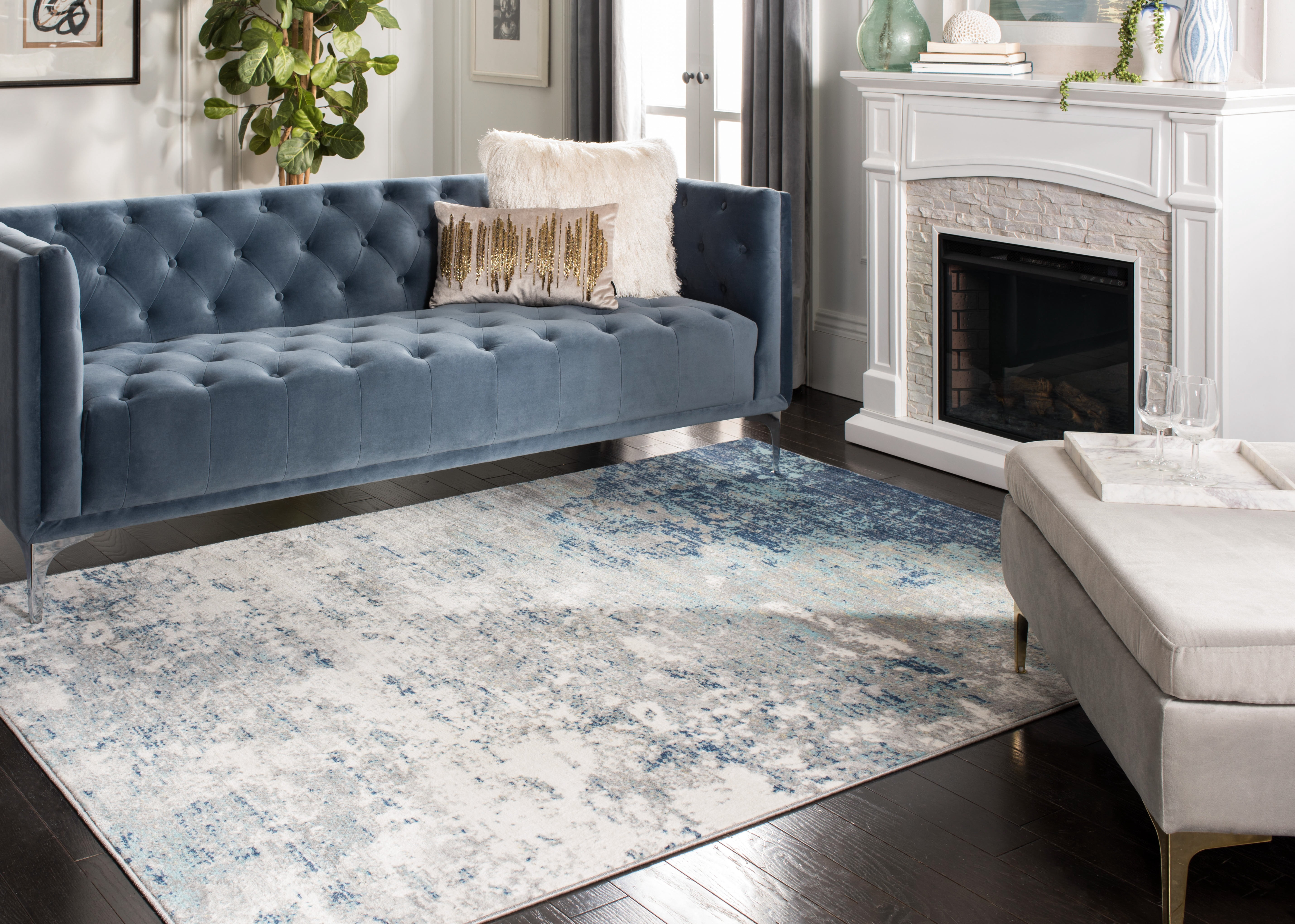 Safavieh Brentwood Ainslee Abstract Area Rug, Light Gray/Blue, 6' x 8'
