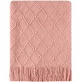 thumbnail image 1 of Knit Diamond Pattern Decorative Throw Blanket for Couch Chair Sofa Home Decor (Pink, 60"x80"), 1 of 7