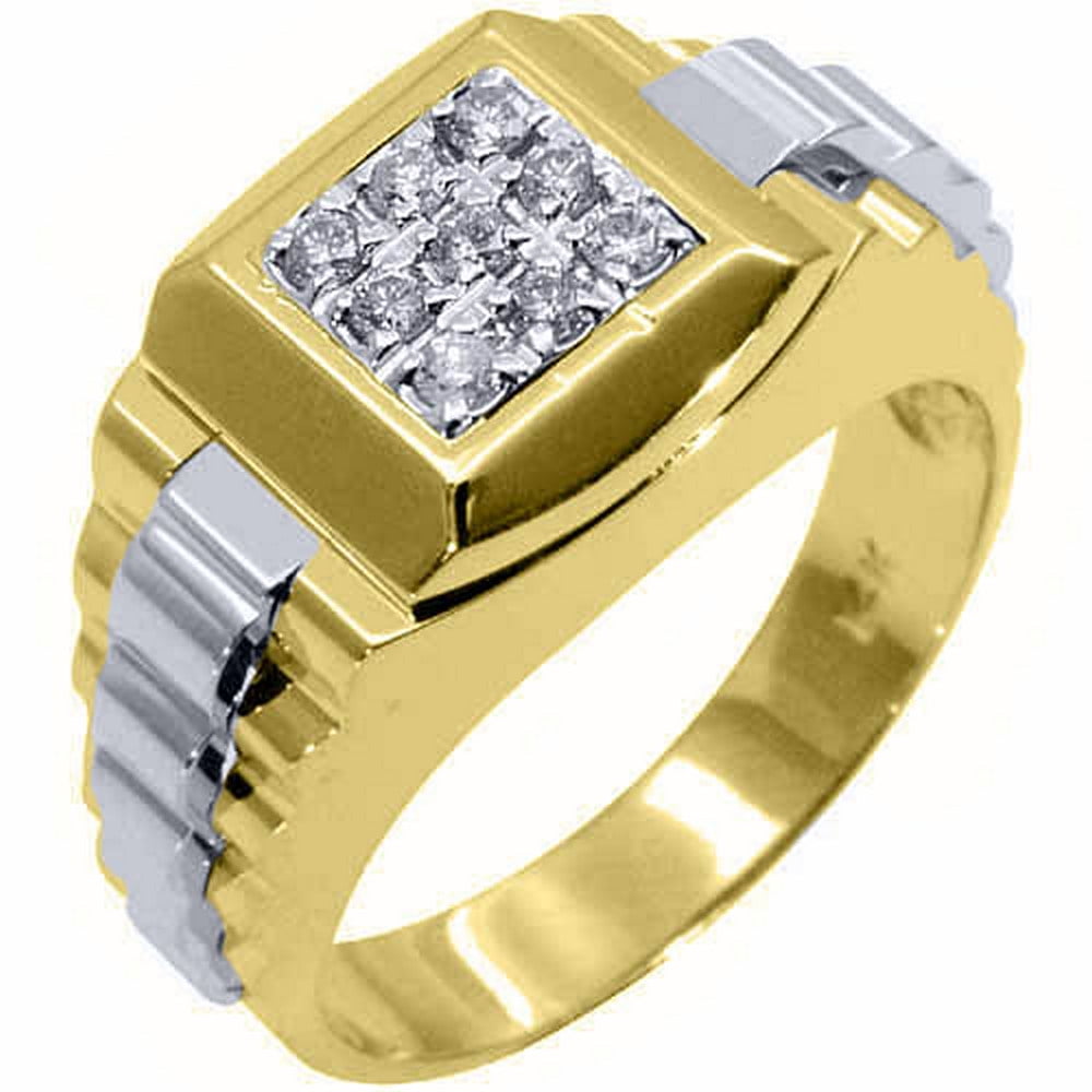 TheJewelryMaster Mens 14k TwoTone Yellow and White Gold Square