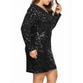 thumbnail image 3 of Weardear Women's Plus Size Sequin Dress New Year V Neck Long Sleeve Cocktail Party Dress, 3 of 5