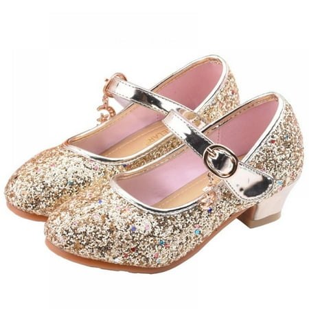 

Korean Style Fashion Simple High Heels Shoes Children Full Sequin Design