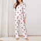 thumbnail image 2 of Balery Hand Drawn Strawberry Conjunto de Pijama con Estampado para Mujer, Conjunto de Dos Piezas con Manga Larga, Ropa de Dormir Suave con Bolsillos, Pijamas Cómodos-Small, 2 of 7
