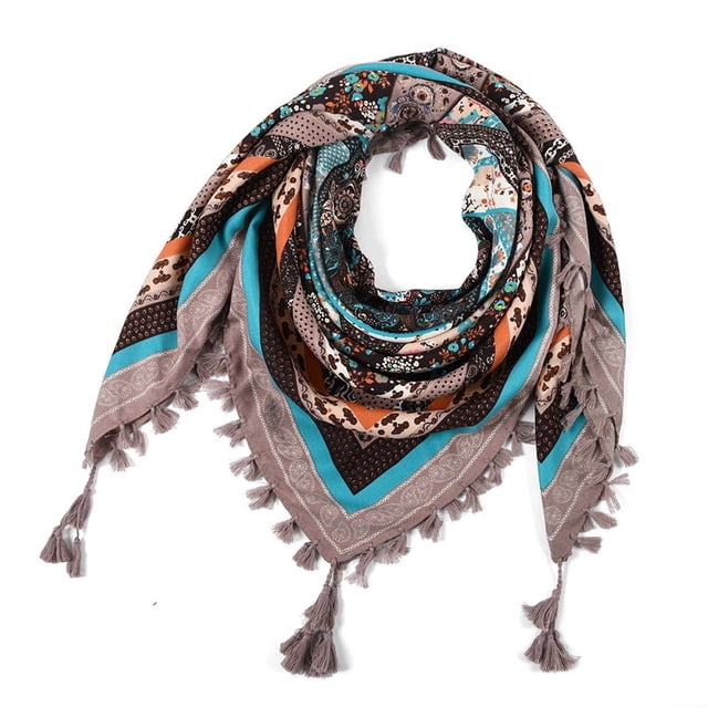 Écharpe Boutonnée Imprimée pour Femmes, Écharpe Bohème, Style Ethnique, Écharpe à Nœud, Grande Écharpe
