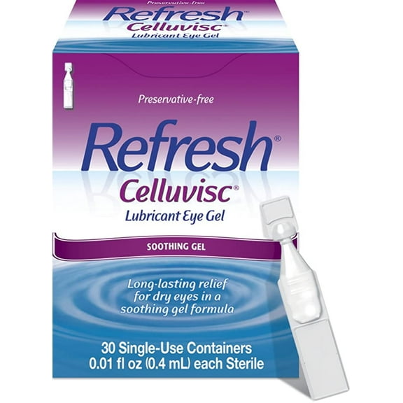 Refresh Celluvisc Lubricant Long-Lasting Eye Soothing Gel, Preservative-Free, 30ct