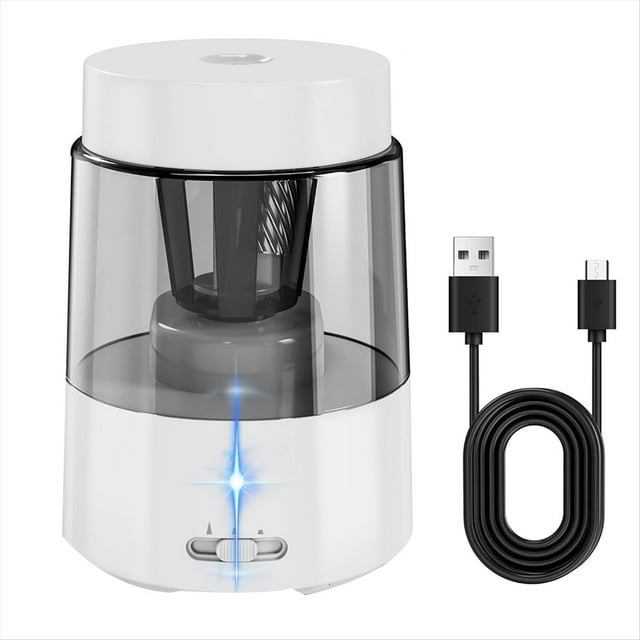 Electric Pencil Sharpener, Automatic Pencil Sharpeners Kids, Battery Rechargeable Pencil Sharpeners for Pencils White