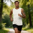 thumbnail image 5 of Sleeveless Shirts for Men Workout Tank Top Cotton Gym Muscle Shirt Moisture Wicking Athletic Summer Sleeveless Top Beige M, 5 of 6