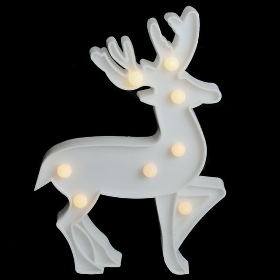 Northlight 9.75" Battery Operated LED Lighted Reindeer Christmas Marquee Sign - White