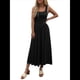 thumbnail image 2 of Vestido de Verano para Mujer, Sin Mangas, Cuello Cuadrado, Informal, para Playa, con Bolsillos, Tejido de Patchwork Fluido Negro M, 2 of 8