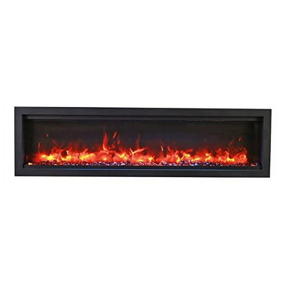 Amantii Symmetry Bespoke - 60" Indoor / Outdoor Electric Built In Fireplace featuring, WiFi Compatibilty & Bluetooth Connectivity, MultiFunction Remote, and a Selection of Media Options