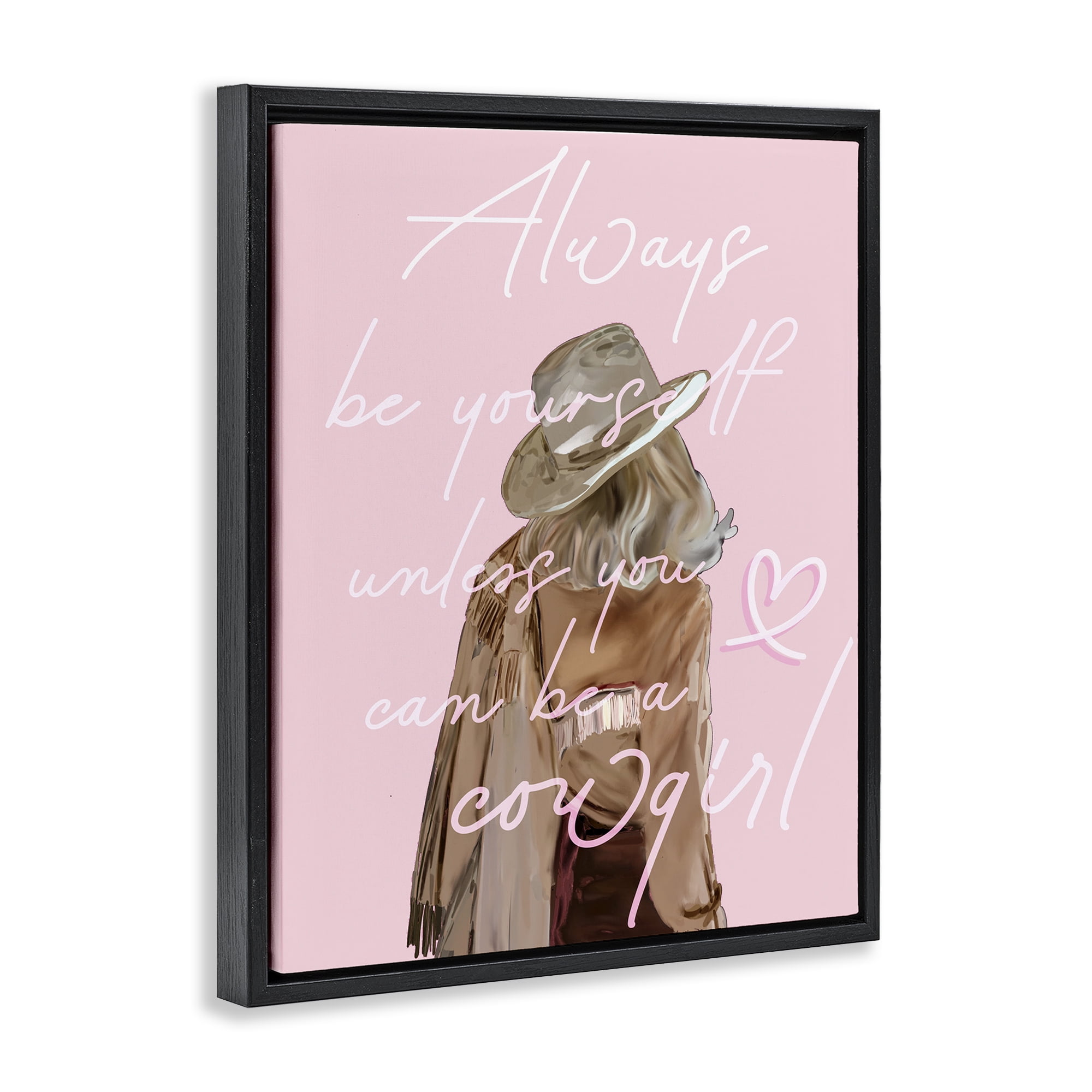 Stupell Industries Be Yourself Cowgirl Novelty Painting Black Floater Framed Art Print Wall Art, 25 x 31