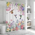 thumbnail image 5 of Watercolor Flowers Shower Curtain Set - 72" x 78" Washable Bathtub Curtain with 12 Hooks, Spring Hummingbird Butterflly Floral Waterproof Fabric Stall Shower Curtains for Bathroom/Bathtub Décor, 5 of 6