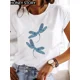 thumbnail image 4 of Top básico con estampado de mariposa de libélula explosiva para mujer, Camiseta holgada de manga corta con cuello redondo, camiseta de gran tamaño, ropa para mujer, 4 of 5