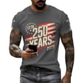 thumbnail image 4 of 250th Anniversary American Shirts for Men American Flag Print Short Sleeve Waffle Crew Neck Tees Patriotic Star Muscle Classic Fit Soft Beach Vacation T Shirts, Dark Gray, #01 Dark Gray, 4 of 4