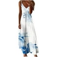 thumbnail image 2 of Cagogo Ladies Summer Flowy Swing A Line Maxi Long Floral Sundress Beach Party Dress Casual Spaghetti Straps Sleeveless V Neck Sexy Going Out White Formal Dresses, 2 of 5