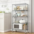 thumbnail image 2 of Homdox 5 Tier Adjustable Rolling Storage Shelves, Heavy Duty Wire Racks and Shelving, Metal Shelves for with Side Hooks Pantry Closet Kitchen Garage Organization, Silver Gray (AM5098_L_SIL), 2 of 9