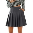 thumbnail image 2 of Skirt Casual Stretch Waist Pleated Skirt Pockets A Line Mini Skirt For Summer Daily Wear Comfortable Flowy Feminine Outfit Grey L, 2 of 9