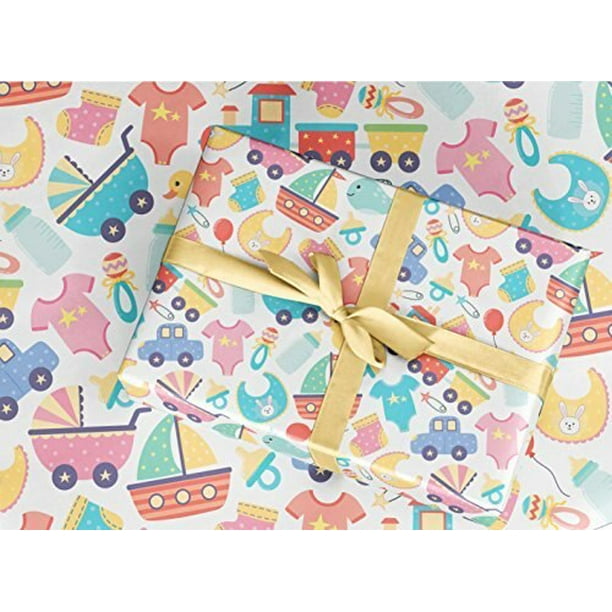 Baby Shower Wrapping Paper Vintage Style 30x84" sheet