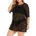 thumbnail image 4 of Gvmfive Women Plus Size Short Sleeve See Through Swimsuit Cover Up Beach T-Shirt Dress, 4 of 8