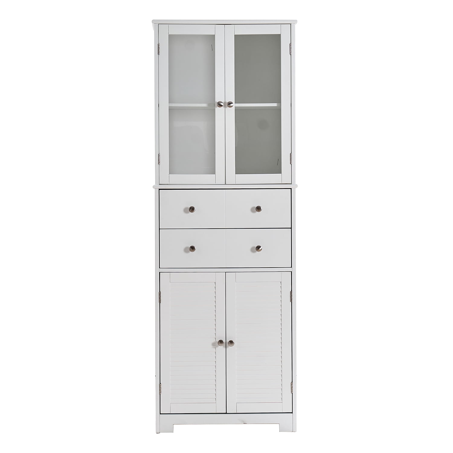 Mintazer 67" Tall Kitchen Pantry Cabinet with Doors, Freestanding Storage Cabinet with 2 Drawers & Adjustable Shelf for Kitchen Bathroom Craft Room, White
