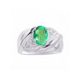 thumbnail image 1 of RYLOS Bagues pour Femmes Bague en Or Blanc 14K Pierre Précieuse Ovale 8X6MM et Diamants Design Classique Mai Émeraude Bijoux pour Femmes Taille 8, 1 of 7