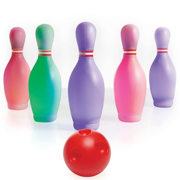 Pro Star Toys Light Bowling Game Set with 6 Pins and Bowling Ball, Ages 3 Multicolor, 6 Pieces