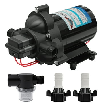 Leisure Coachworks Fresh Water Pump, 12V DC Self Priming Diaphragm Water Pump, 3.5 GPM with Adapters, Strainer Filter for RV, Yacht, Garden, Camper
