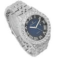 thumbnail image 3 of Charles Raymond Fully Iced Out Crystal Diamond Mens Watch w/Easy Read Date and w/Roman Numerals - Combo with Designer Hip Hop Blinged Out Bracelet and Ring- ST10226RND Silver Navy, 10, 3 of 7